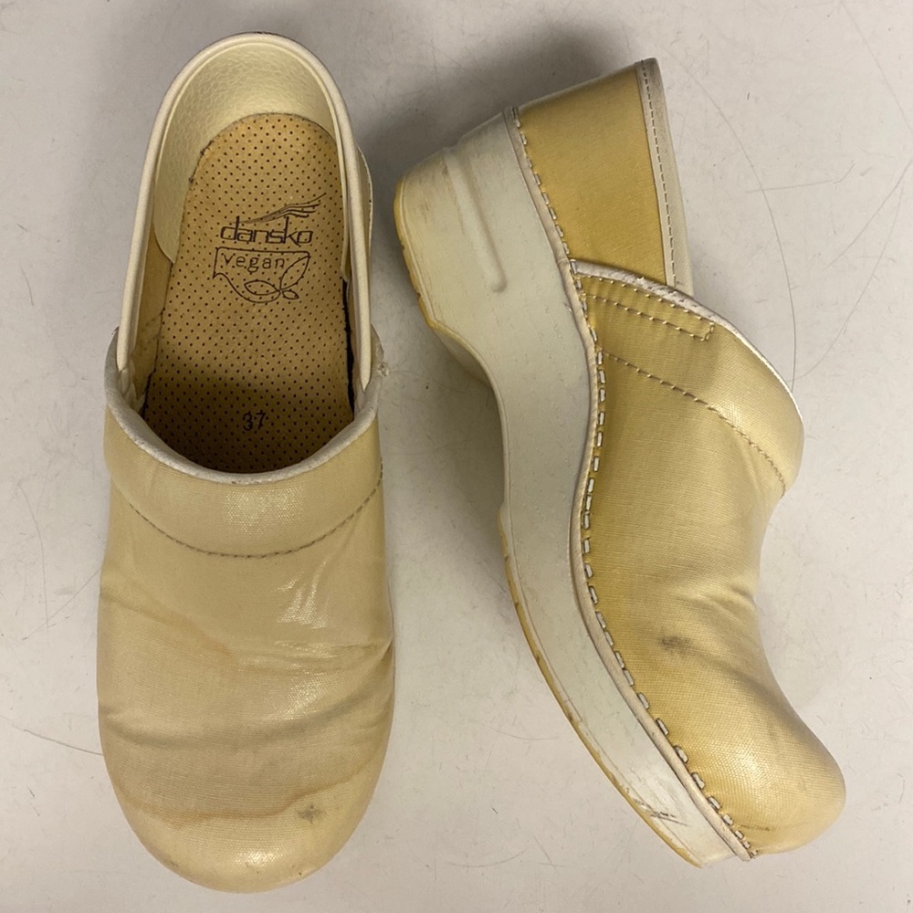 DANSKO Waxed Fabric Vegan Slip On Clog Shoes 37